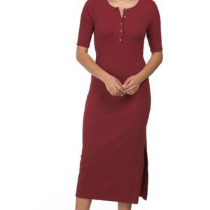 NWT  Calvin KLEIN JEANS Henley Ballet Sleeve Dress SYRAH with tag SIZE US XL​